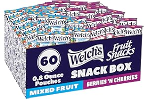 Welch's Fruit Snacks, Mixed Fruit & Berries 'N Cherries Variety Pack, Great for School Lunches, Bulk Pack, Stocking Stuffers, Individual Single Serve Bags, 0.8 oz (Pack of 60)