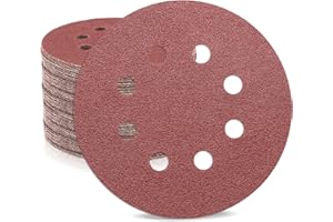ZEHIQ 5 Inch Sandpaper 80 Grit, Coarse Grit 8 Hole Sanding Disc Hook and Loop Sandpaper Aluminum Oxide Round Sanding Pads for Random Orbital Sanders, 50 Pieces