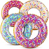 Inflatable Donuts - (Pack of 4) 24 Inch Donut Pool Float for Kids Pool Tube, Assorted Swim Rings with Sprinkles for Pool Floa