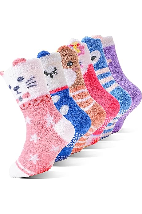 Ubuy Childrens Fluffy Socks Anti Slip Children's Moccasin