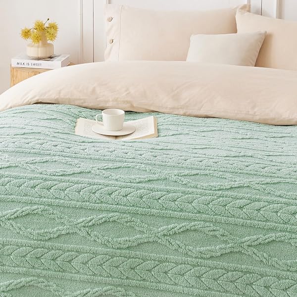 COOVA SAGE GREEN FLEECE THROW BLANKET FOR COUCH – SUPER SOFT COZY PLUSH FUZZY BLANKET FOR SOFA,PREMIUM SHERPA WARM THROW FOR WOMEN,BED,CHAIR,50X60 INCHES