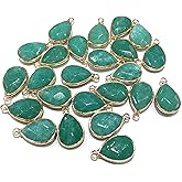 LE SKY natural stone pendants, waterdrop shape faceted Malay jade chakra healing semi gemstone pendant for necklace bracelet jewelry craft making 14x22mm 10 Pcs