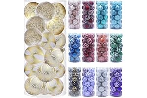 BIU 60mm/2.36" Christmas Ball Ornaments Shatterproof Large Christmas Ornaments Set Decorations for Xmas Tree Halloween Wreath Garland Decor Ornaments（24CT）