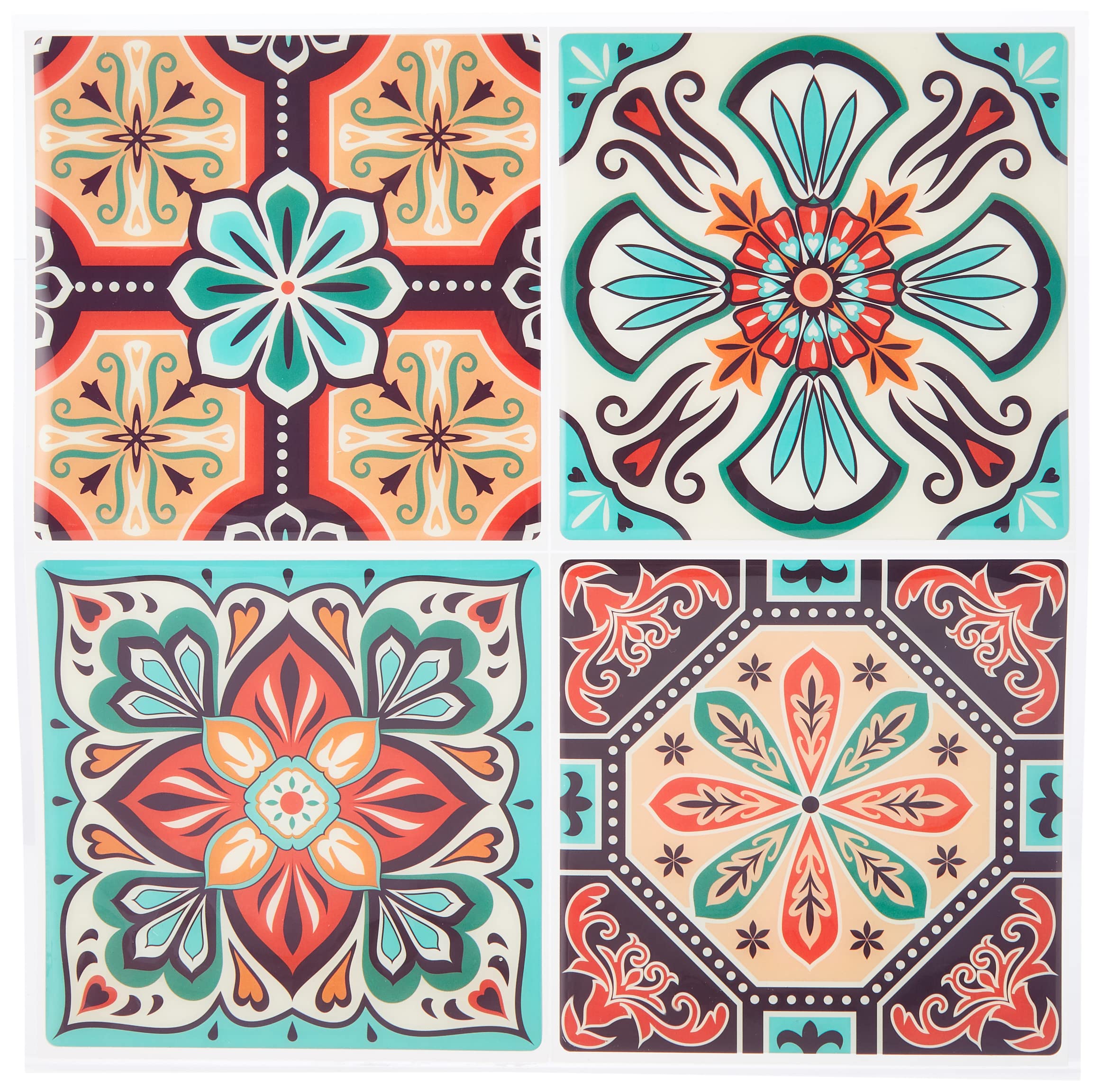 Artemio Set of 4 Mosaic Stickers, Epoxy Resin, Multi-Coloured, 26.5 x 0.2 x 31 cm