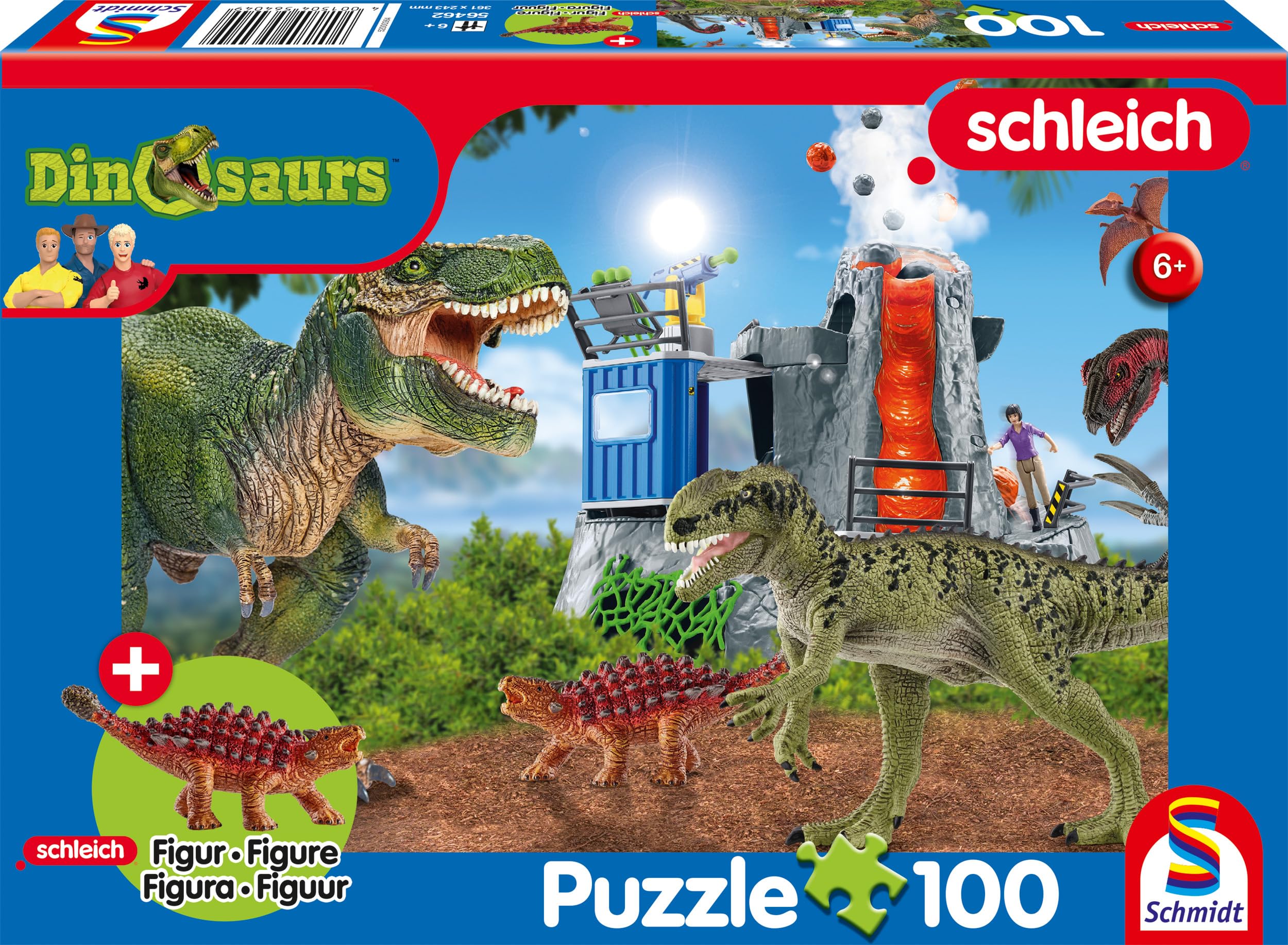 Schmidt | Schleich: Dinosaurs from Prehistoric Times (100 Pieces) With Dinosaur Toy | Jigsaw Puzzle | Ages 6+ | 1+ Players