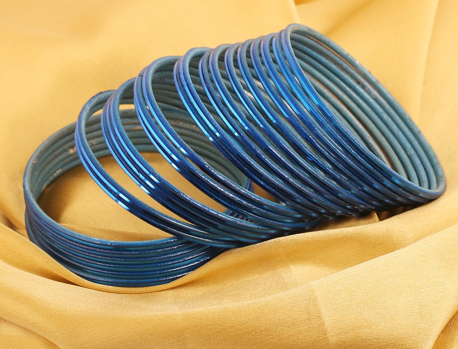 Touchstone Colorful Bangle Collection Modern Pretty Attractive Look Wrist Filler Indian Bollywood Blue Color Thin Designer Jewelry Metal Bangle Bracelets Set of 24. for Women - Image 4