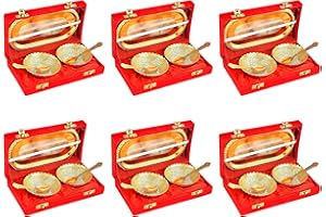 NOBILITY Bowl Spoon Tray Set Gold and Silver Plated Dry Fruits Dessert Serving Set Diwali Christmas Eid Wedding Return Gifts Friends Family Home Decorative Housewarming Corporate Gift tems 6 Sets