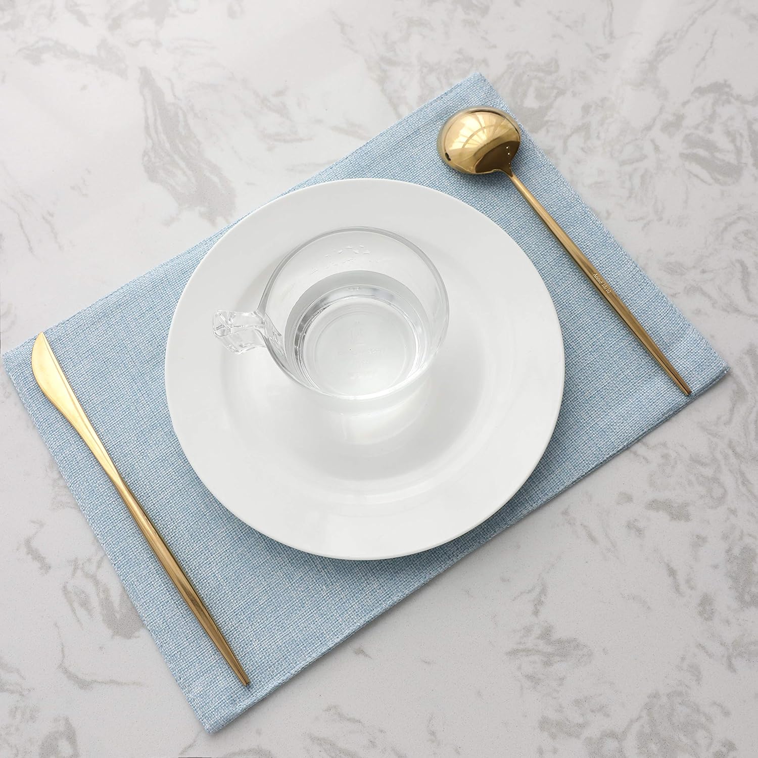 Home Brilliant Placemats Set of 6 Heat Resistant Dining Table Place Mats for Kitchen Table, Blue: Home & Kitchen