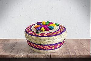 2-Pack Fiesta Mexican Tortilla Warmer, Handwoven Palm Straw Baskets, Tortilla Holder, Tortillero, Mexican Bowls (Floresita)