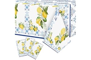 BkeeCten 3-Pack Capri Lemon Table Cover Party Decoration Mediterranean Lemon Pattern Disposable Waterproof Decor Summer Spring Fruit Kid Birthday Dining Picnic Wedding