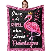 Amonee-YL Flamingo Gifts, Flamingo Gifts for Girls Women, Just A Girl Who Loves Flamingos, Flamingos Blanket 40"X50", Flam Decor, Presents for Flam Lovers