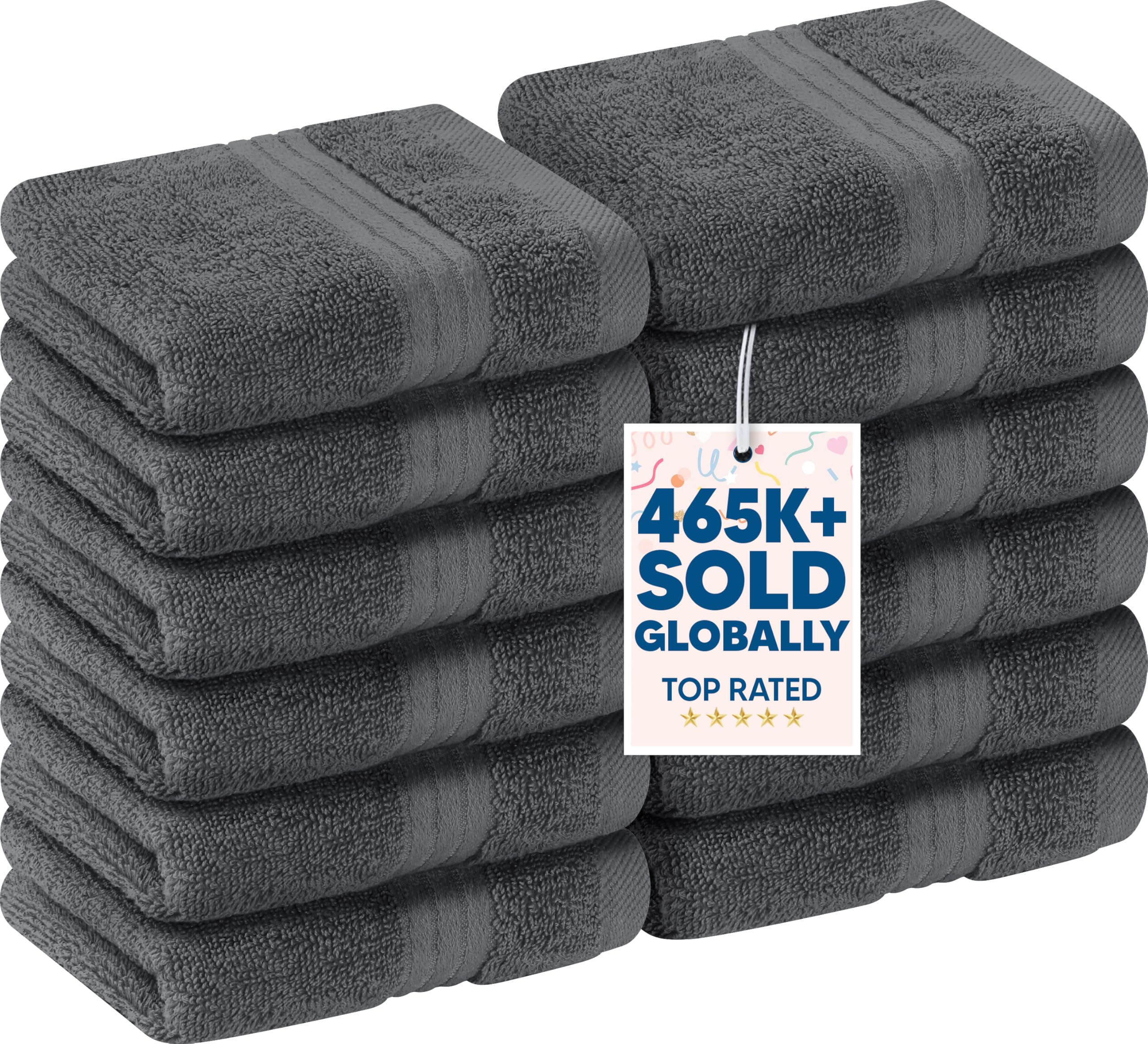 Utopia Towels - 12 Pack Luxury Flannel Face Cloth Set (30 x 30 CM) 100% Cotton Ring Spun, Highly Absorbent and Soft Feel Washcloths for Bathroom, Spa, Gym, and Face Towel (Grey)