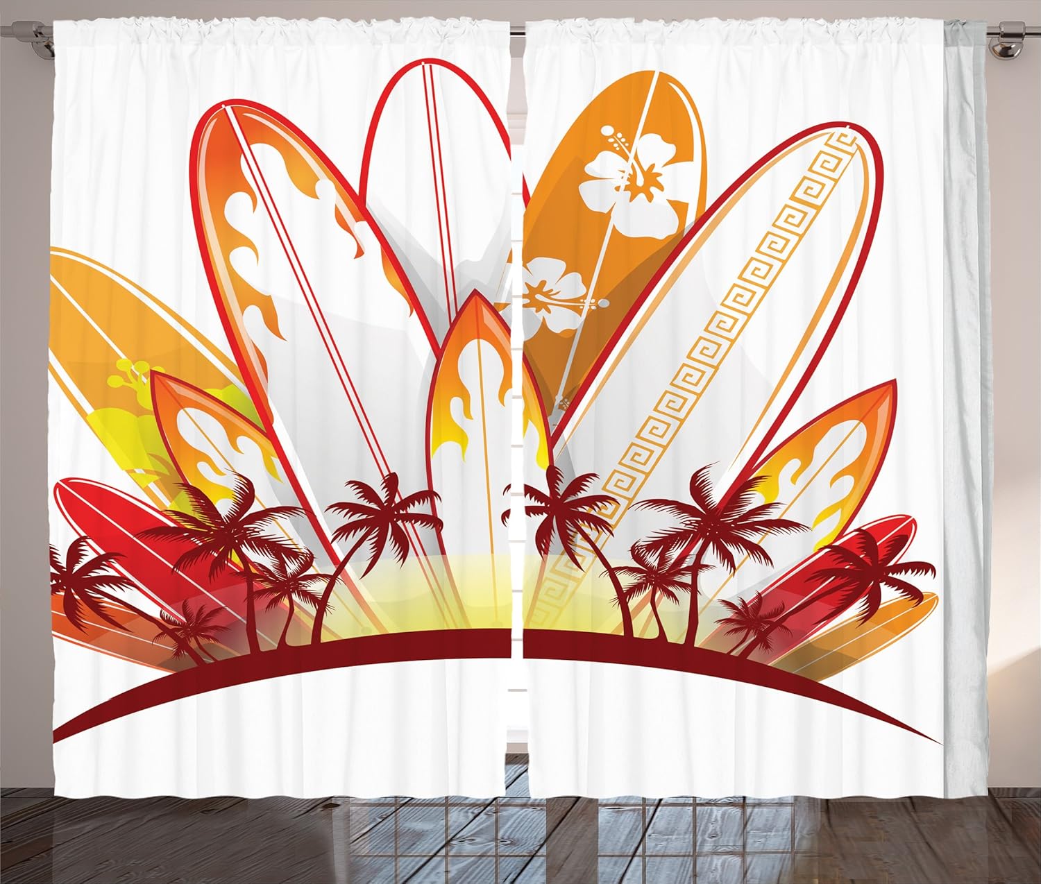 Amazon Com Lunarable Surfboard Curtains Island Surfboards