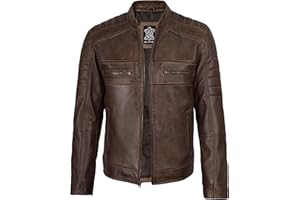 Decrum Leather Jacket Mens - Cafe Racer Style Real Lambskin Leather Jackets for Men