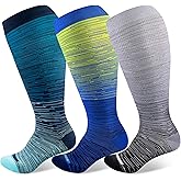 LEVSOX Plus Size Compression Socks Wide Calf Men&Women 20-30 mmhg Knee High Support Socks for Medical, Nurse, Diabetic