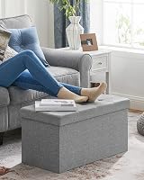 SONGMICS MAZIE Collection Storage Ottoman Bench 76 cm Light Grey view 8