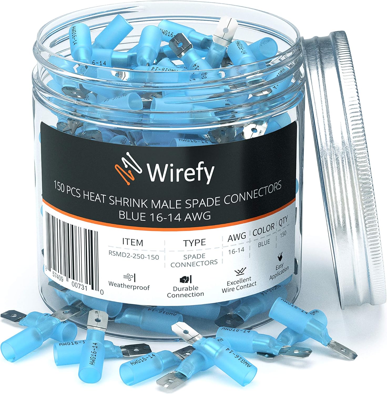 150 PCS Male Spade Connectors Heat Shrink Spade Connector Kit