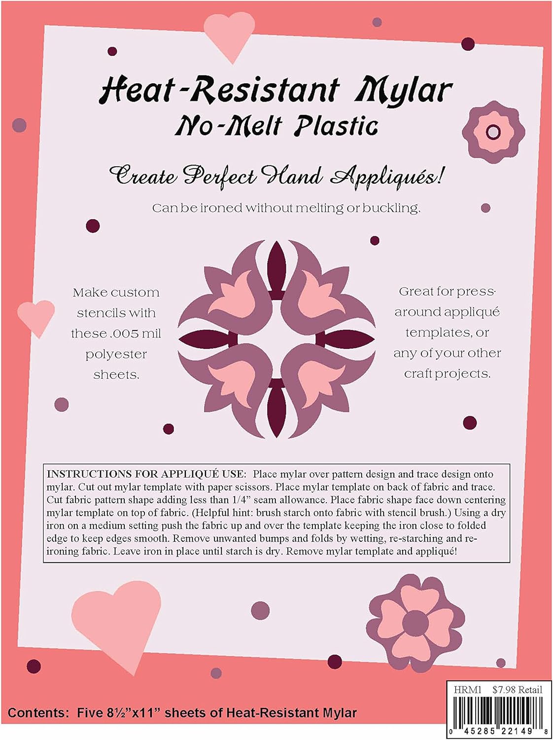 Quilting Creations Heat Resistant Mylar Template Sheet