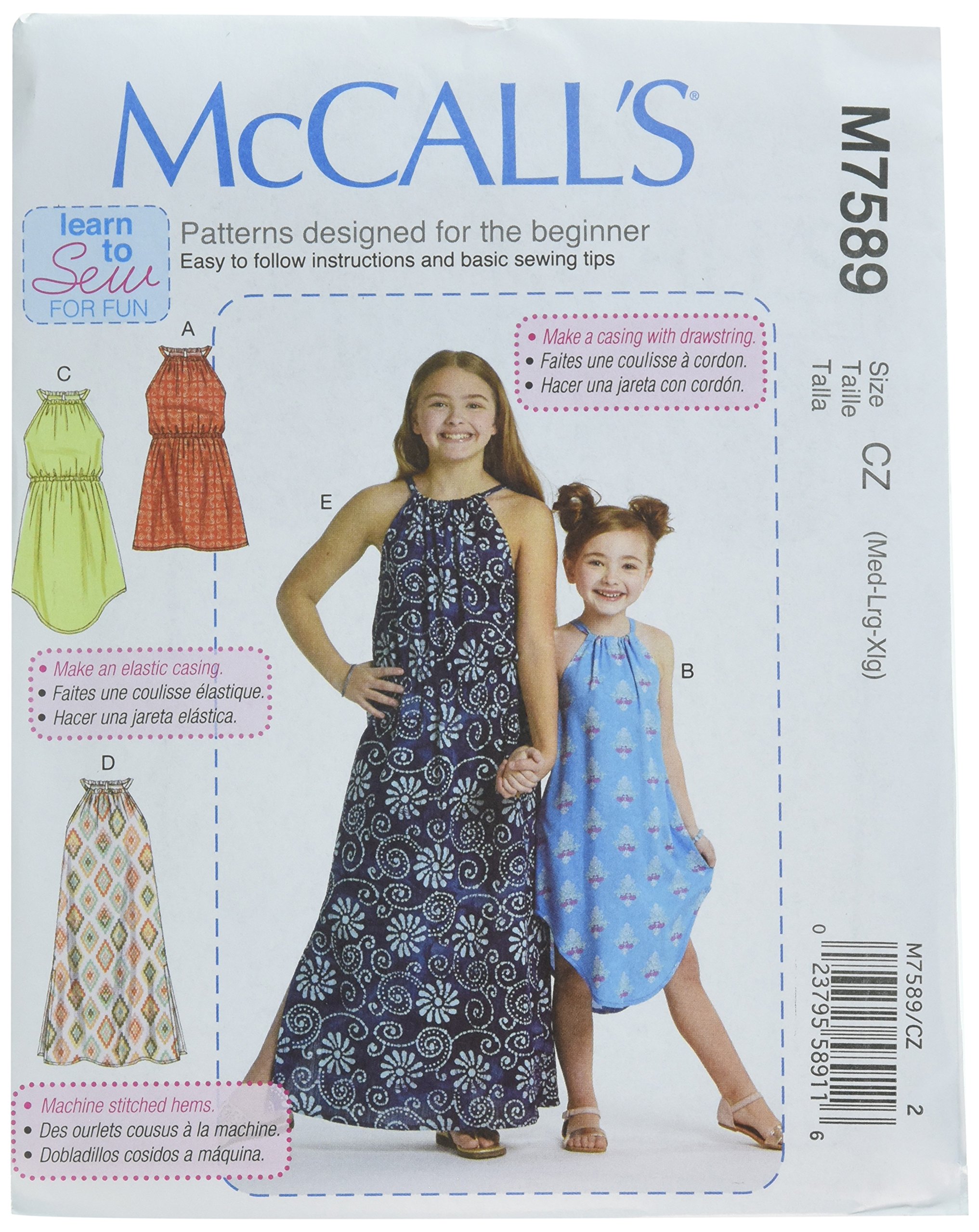 Mccall's Patterns 7589 CZ,Child/Girl's Dresses,Sizes MED-XLG, Tissue, Multi/Colour, 17 x 0.5 x 0.07 cm