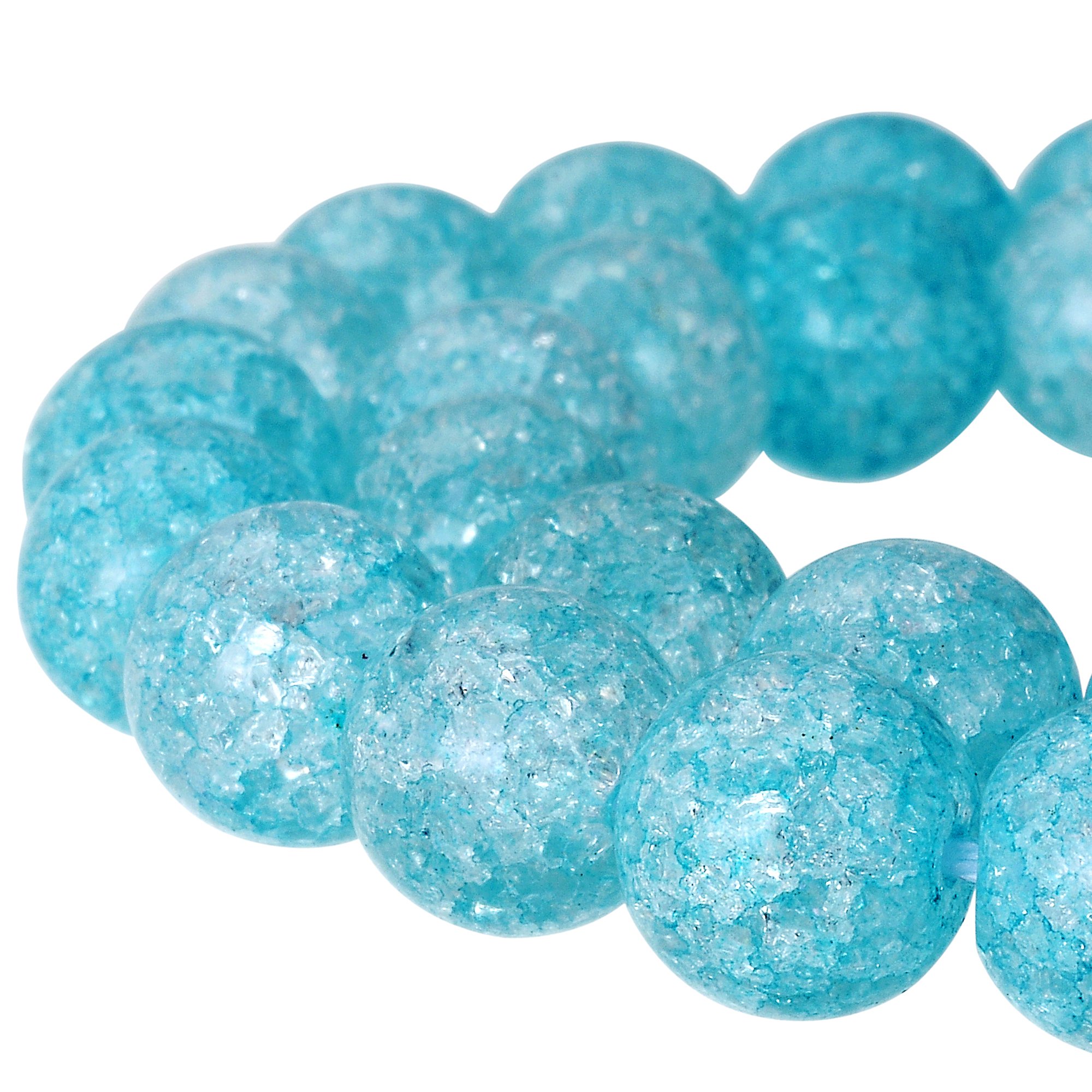 RUBYCA Round Crackle Druk Czech Crystal Pressed Glass Beads for Jewellery Making 8mm Strand (Blue)
