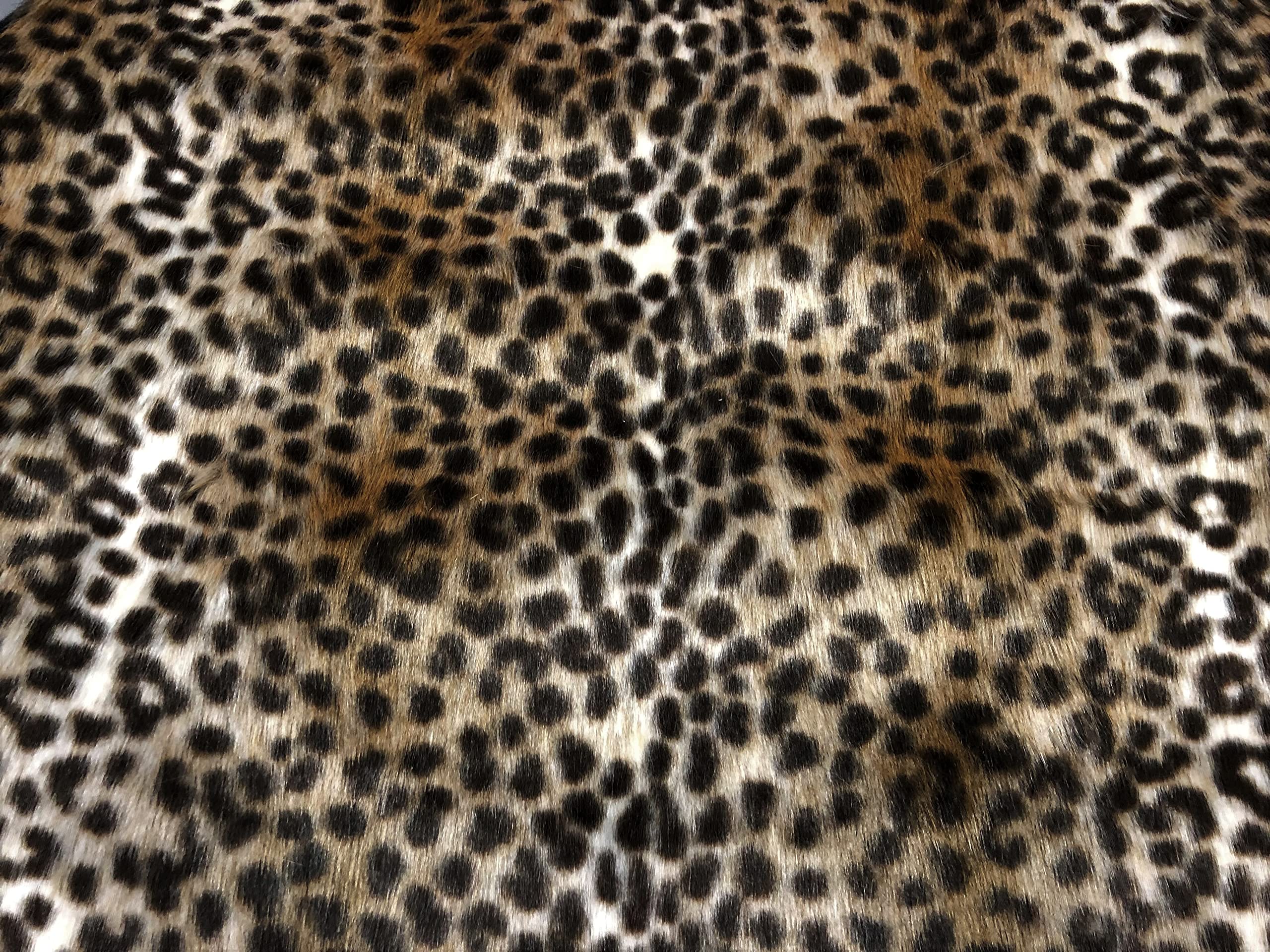 Super Luxury Faux Fur Fabric Material - Baby Brown Leopard, 1Mtr - 150cm x 100cm