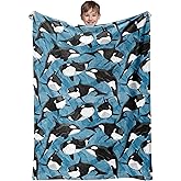 Killer Whale Throw Blanket, Kids Orca Blanket 320gsm Fluffy Cozy Soft Warm Plush Lightweight Decorative Blanket Gifts for Boys Girls Women Men Baby, Blankets Quilt for Bed Sofa Chair Couch (50"x40")