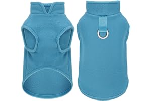 PAIAITE Sleeveless Pullover Fleece Vest for Small Dogs: Cozy Polyester Dog Jacket, Tank Top Sweater with Leash Ring and Armholes ¨C Soft, Warm, and Easy-to-Wear Design for Everyday Comfort Lake Blue S