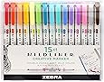 Zebra Pen Mildliner, Double Ended Highlighter, Broad and Fine Tips, Assorted Colors, 15 Pack