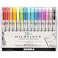 Zebra Pen Mildliner, Double Ended Highlighter, Broad and Fine Tips, Assorted Colors, 15 Pack