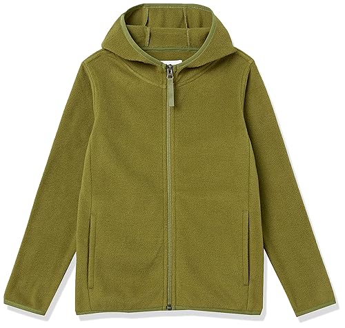 Amazon Essentials Toddler Boys' Polar Fleece Full-Zip Hooded Jacket, Olive, 2T