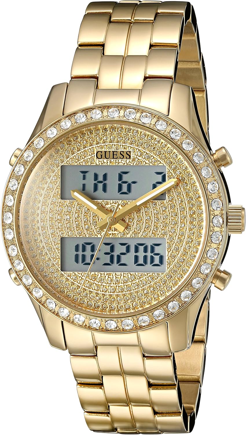 guess digital watch gold