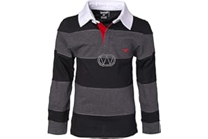 Sportoli Boys Cotton Wide Striped Long Sleeve Polo Rugby Shirt
