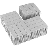 skillmaid 36 PCS Plastic Interlocking Deck Tiles - 12" x 12" Waterproof Indoor Outdoor Flooring All Weather Use, Patio Floor Decking for Porch Poolside Backyard Balcony, Light Grey