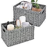 GRANNY SAYS Wicker Baskets with Handles - Gray Storage Baskets (2-Pack) for Organizing Cabinet, Coffee Table