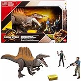 Mattel Jurassic World Rebirth Storypack with Exclusive Spinosaurus, 1 Male & 1 Female Human Figures & Accessories, Spinosauru