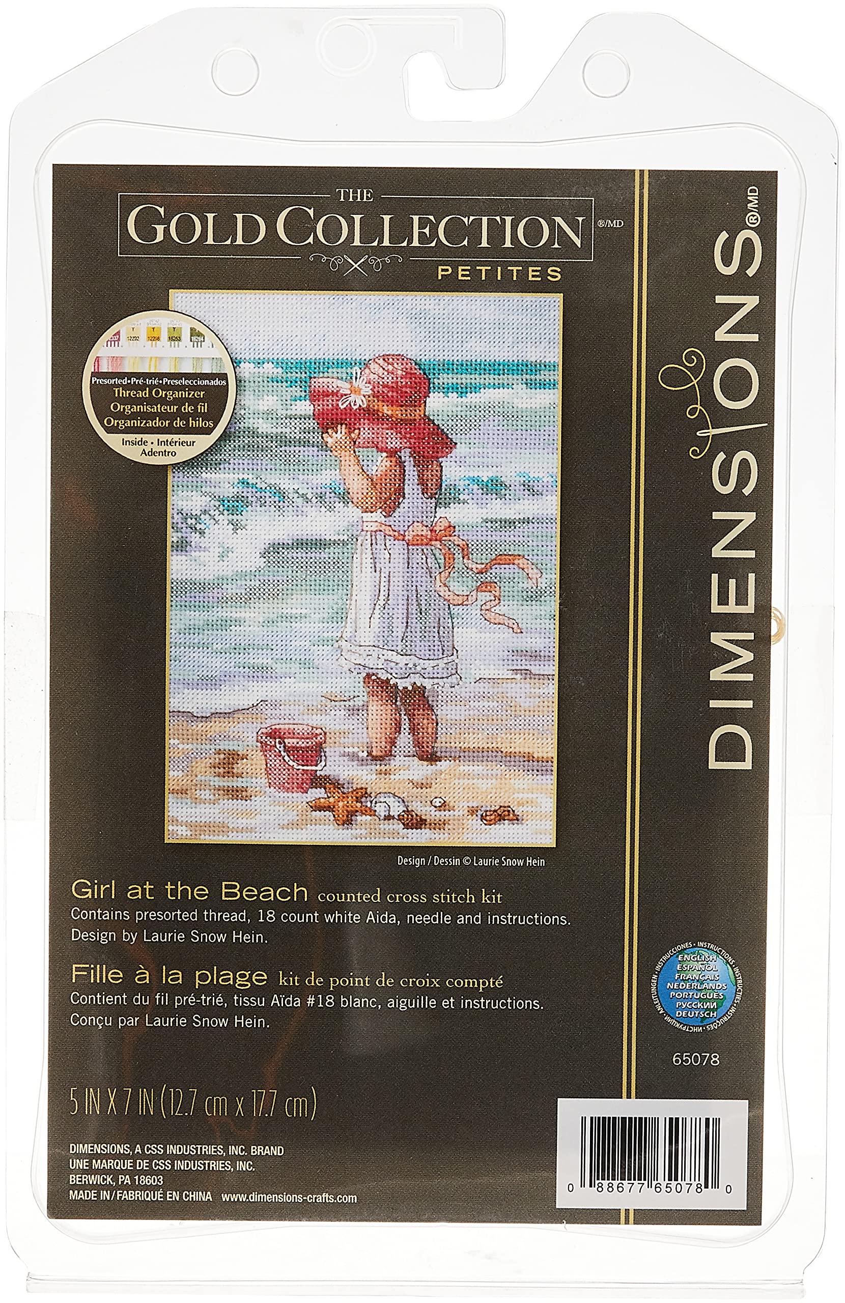DIMENSIONS 65078 Gold Petite: Counted X Stitch: Girl at The Beach, Polyester blend, Multi-Colour, 18 x 13 x 0.2 cm