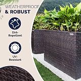 CASARIA Large Tall Rattan Flower Pot Planter with 3 Inner Pots Brown 83x30.5x60 view 2