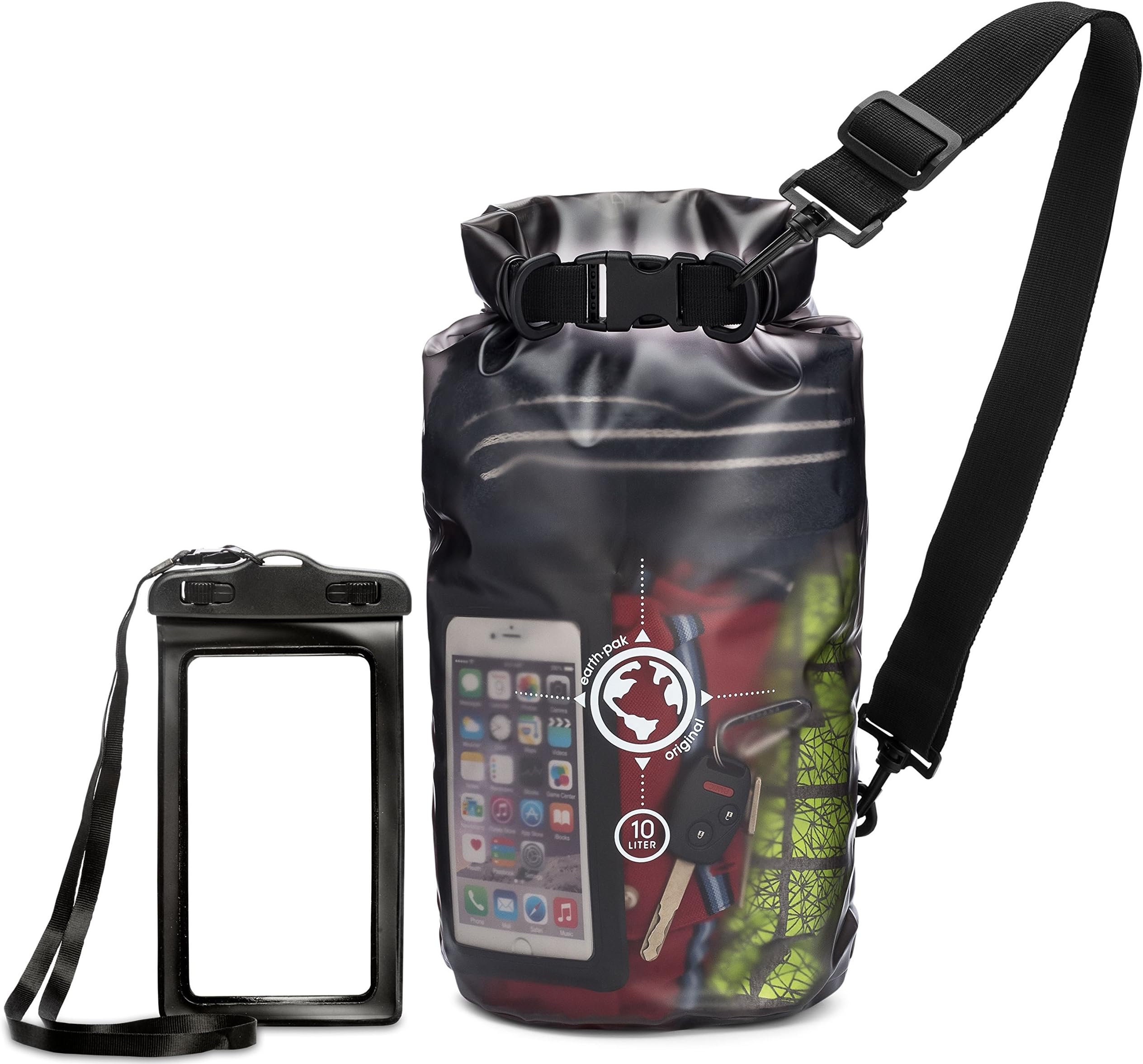 Earth Pak Waterproof Bag- 10L / 20L Sizes - Transparent Dry Bag So You Can See Your Gear - Keep Your Stuff Safe and Secure While at The Beach, Swimming, Fishing, Boating, Kayaking
