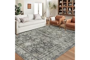 Garvee Vintage Area Rug 9x12 Indoor Washable Rug Boho Retro Medallion Large Vintage Distressed Carpet for Living Room Non Sli