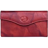 Julia Buxton Heiress Leather Organizer Clutch Handbag Wallet with RFID Blocking, Red