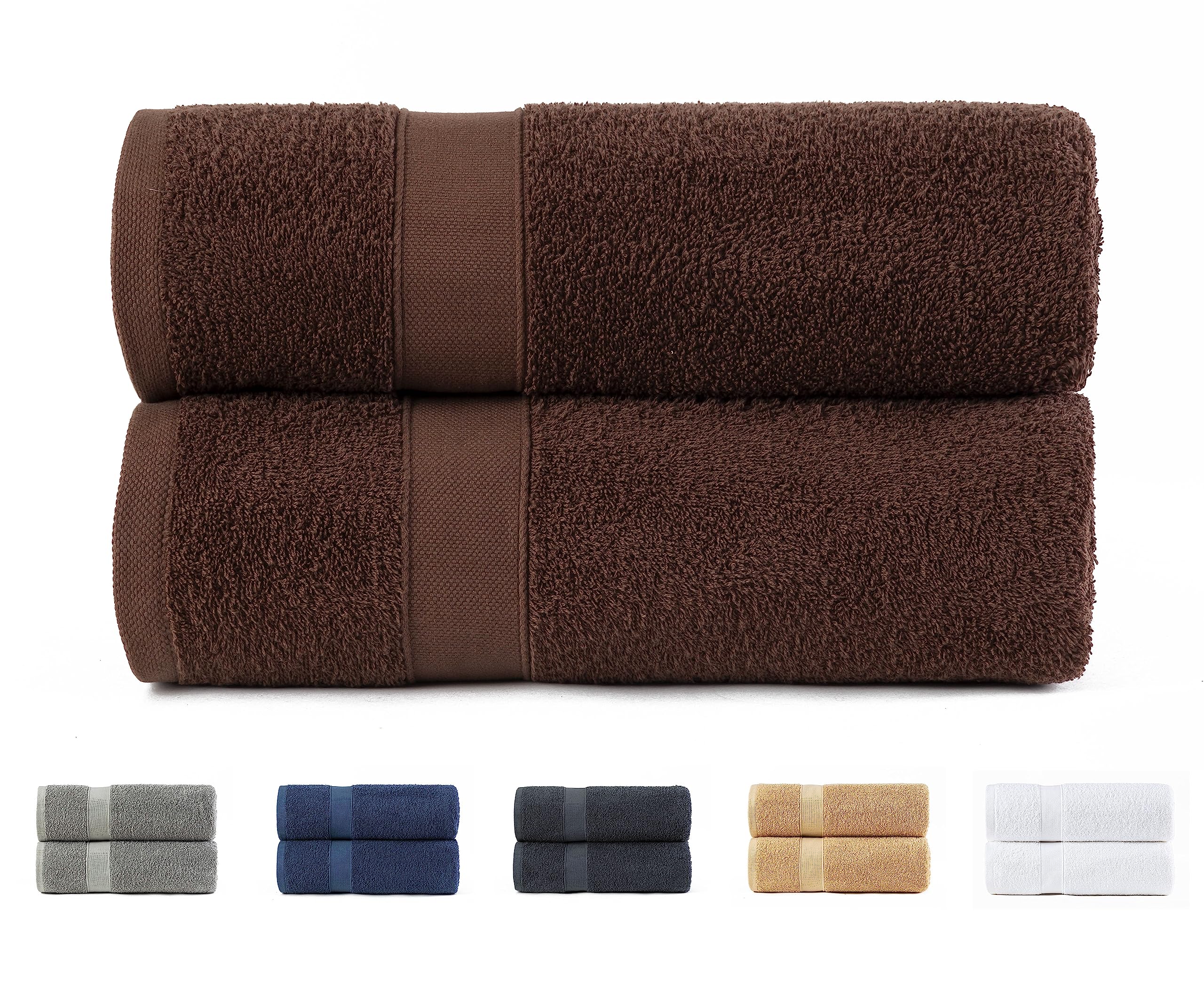 Todocama Set of 2 Shower Towels, 100% Cotton 550 gsm Extra Soft, Highly Absorbent and Quick Drying, 70 x 140 cm, Chocolate Colour.