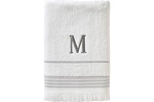 SKL Home Casual Monogram Bath Towel, M, 28x54, White