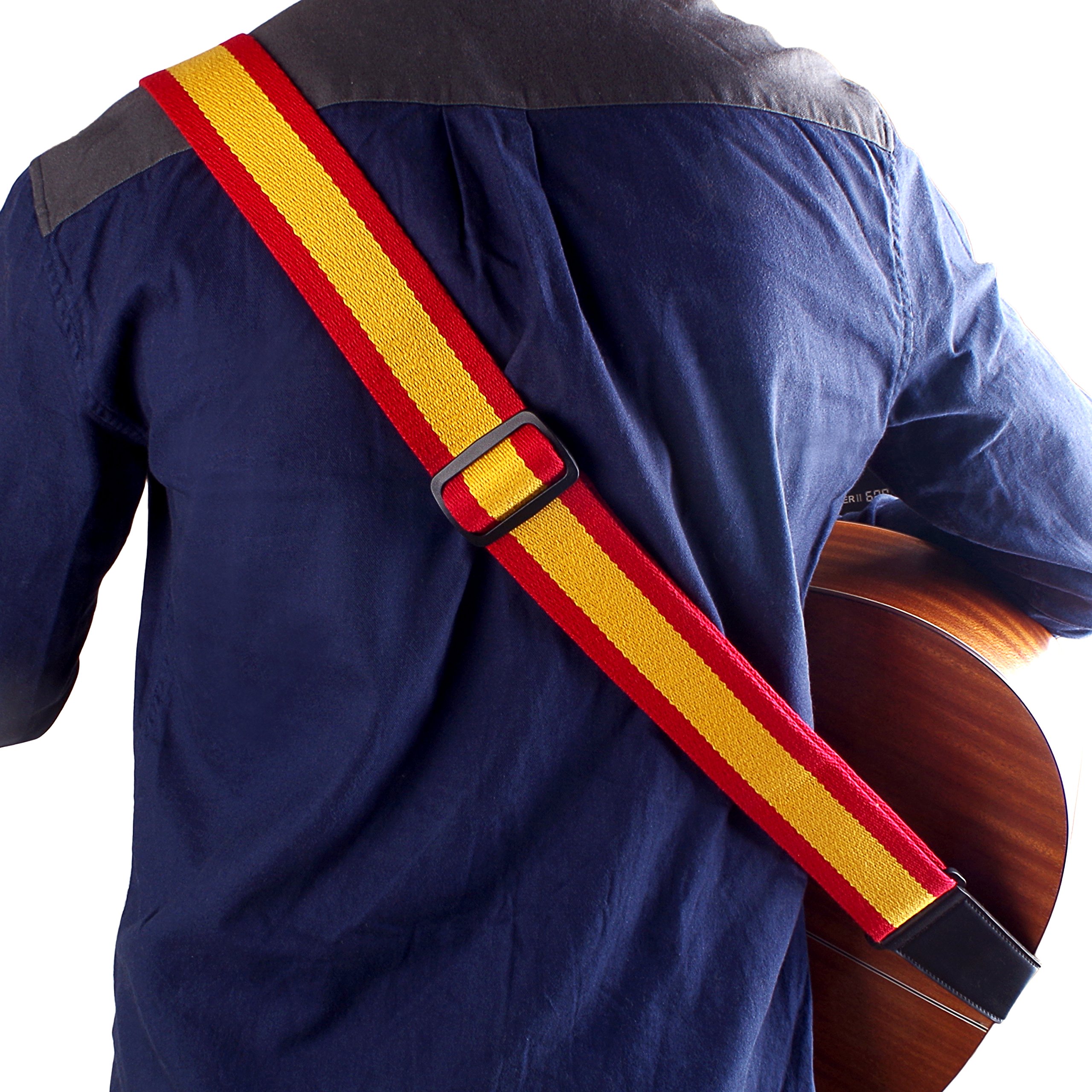 Mugig Correa Guitarra Ajustable Material Algotón Y Cuero Hecho A Mano Con Extremos Reforzado Perfecta Para Cualquier Guitarra