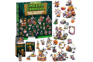 Funewest Halloween Advent Calendar 2025 | 31 Days Spooky Countdown Kit 6 in 1 Building Blocks Set | Creepy Carnival Halloween Toy Gifts for Adult Teens Kids