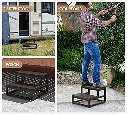 2-Step Waterproof HDPE Step Stools for Adults