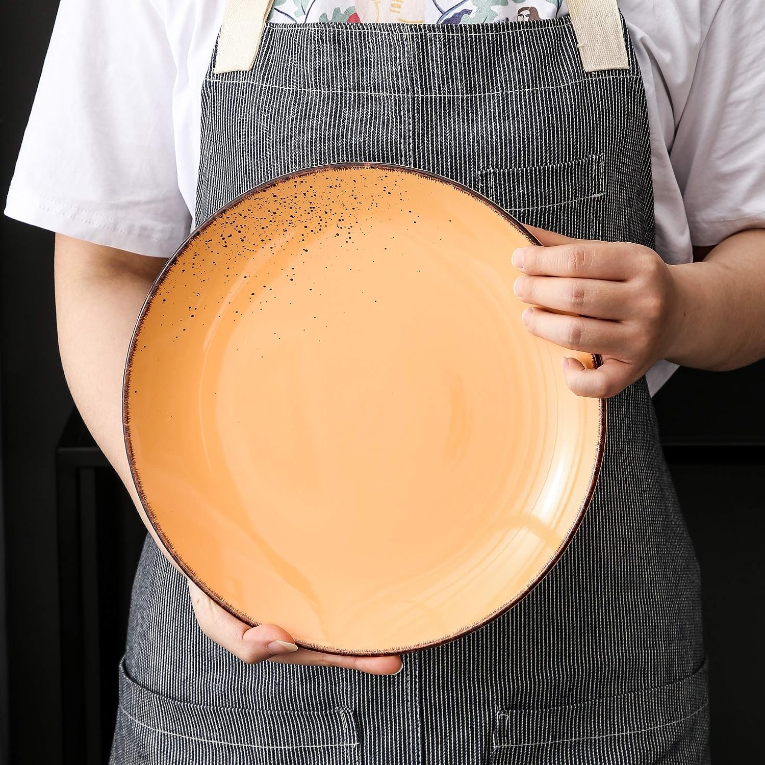 vancasso Navia Tropical Vintage Ceramic Dinner Plates, Set of 4, Orange 26.7 cm, 4 Count (Pack of 1) - Image 5