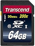 Transcend 64GB SDXC Class 10 Flash Memory Card Up to 30MB/s (TS64GSDXC10E)