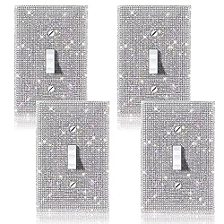 (4PCS) BLING SILVER RHINESTONE LIGHT SWITCH COVER