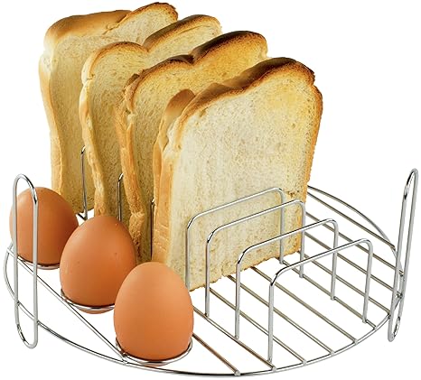 Andrew James Frühstücks-Grillrost Rund für 10-12 Liter Halogenöfen aus Edelstahl | Zum Kochen von Eiern und Toast sowie auch 