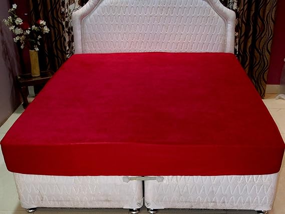 Trance Home Linen 100% Waterproof & Dustproof Mattress Protector King Size-Maroon (King-12)